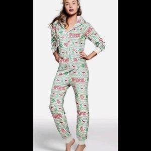 Victorias Secret Pink hoodie pajamas pjs onesie